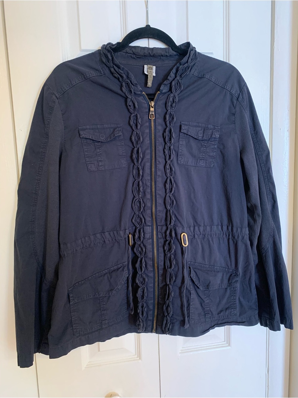 XCVI Navy Braided-Trim Utility Jacket